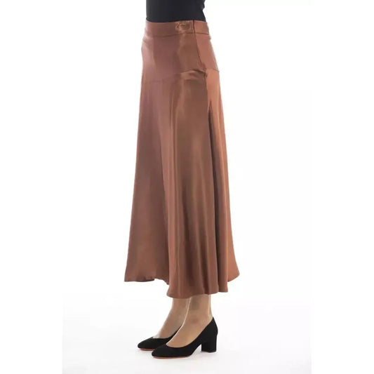 Alpha Studio Brown Viscose Women Skirt AL-23541-IT42|M