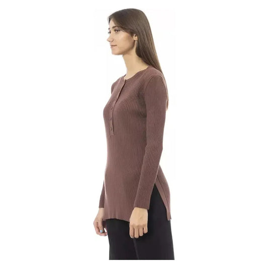 Alpha Studio Brown Viscose Women Sweater AL-23530-IT42|M