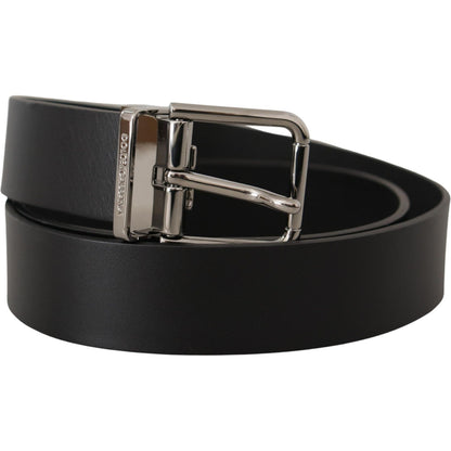 Dolce & Gabbana Black Casual Calf Leather Logo Metal Buckle Belt