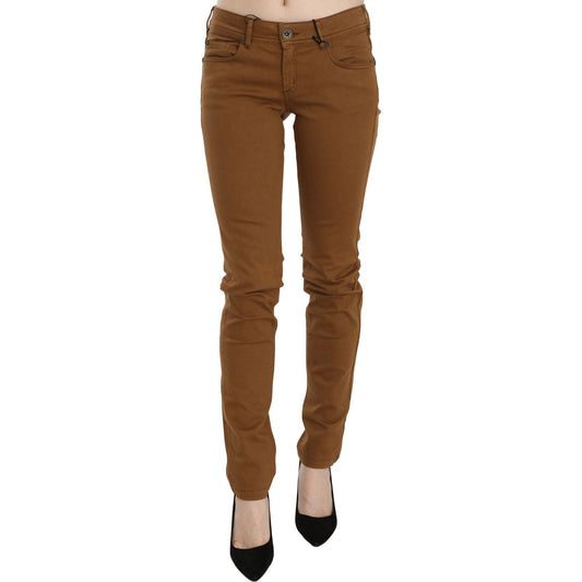 PLEIN SUD Brown Cotton Mid Waist Skinny Slim Fit Denim Jeans PAN70664-27