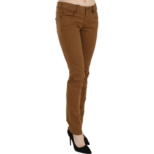 PLEIN SUD Brown Cotton Mid Waist Skinny Slim Fit Denim Jeans PAN70664-27