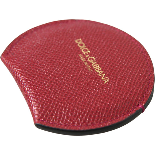 Dolce & Gabbana Red Calfskin Leather Round Hand Mirror Holder SMY101198