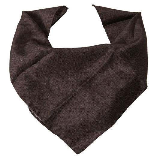 Dolce & Gabbana Brown Patterned Silk Square Handkerchief Scarf