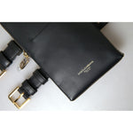 Dolce & Gabbana Black Leather Men Purse Double Belt Strap Bracelet Bag