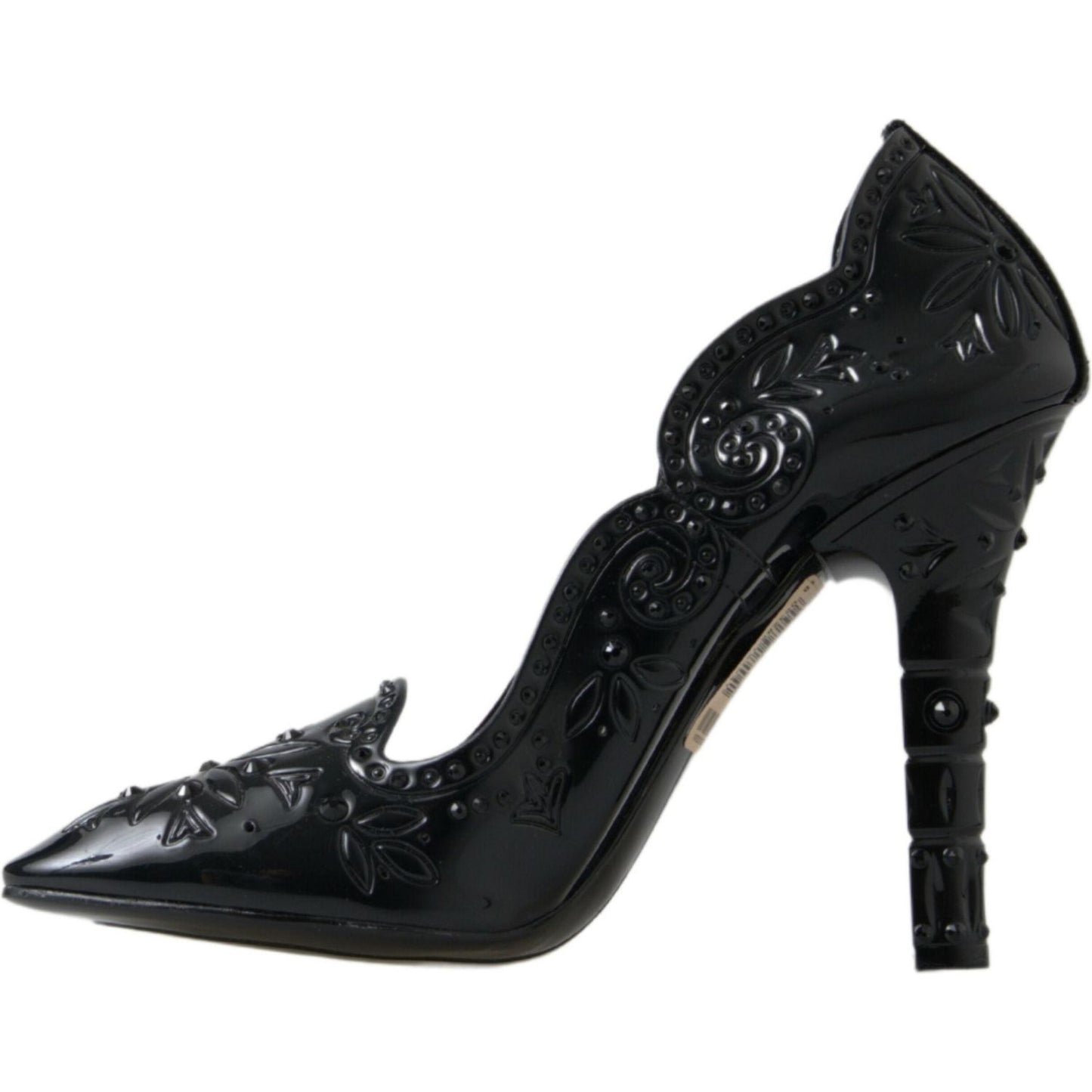 Dolce & Gabbana Black CINDERELLA Floral Crystal Heels Shoes LA10232-39