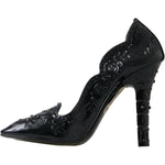 Dolce & Gabbana Black CINDERELLA Floral Crystal Heels Shoes LA10232-39