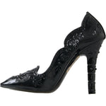 Dolce & Gabbana Black CINDERELLA Floral Crystal Heels Shoes LA10232-39