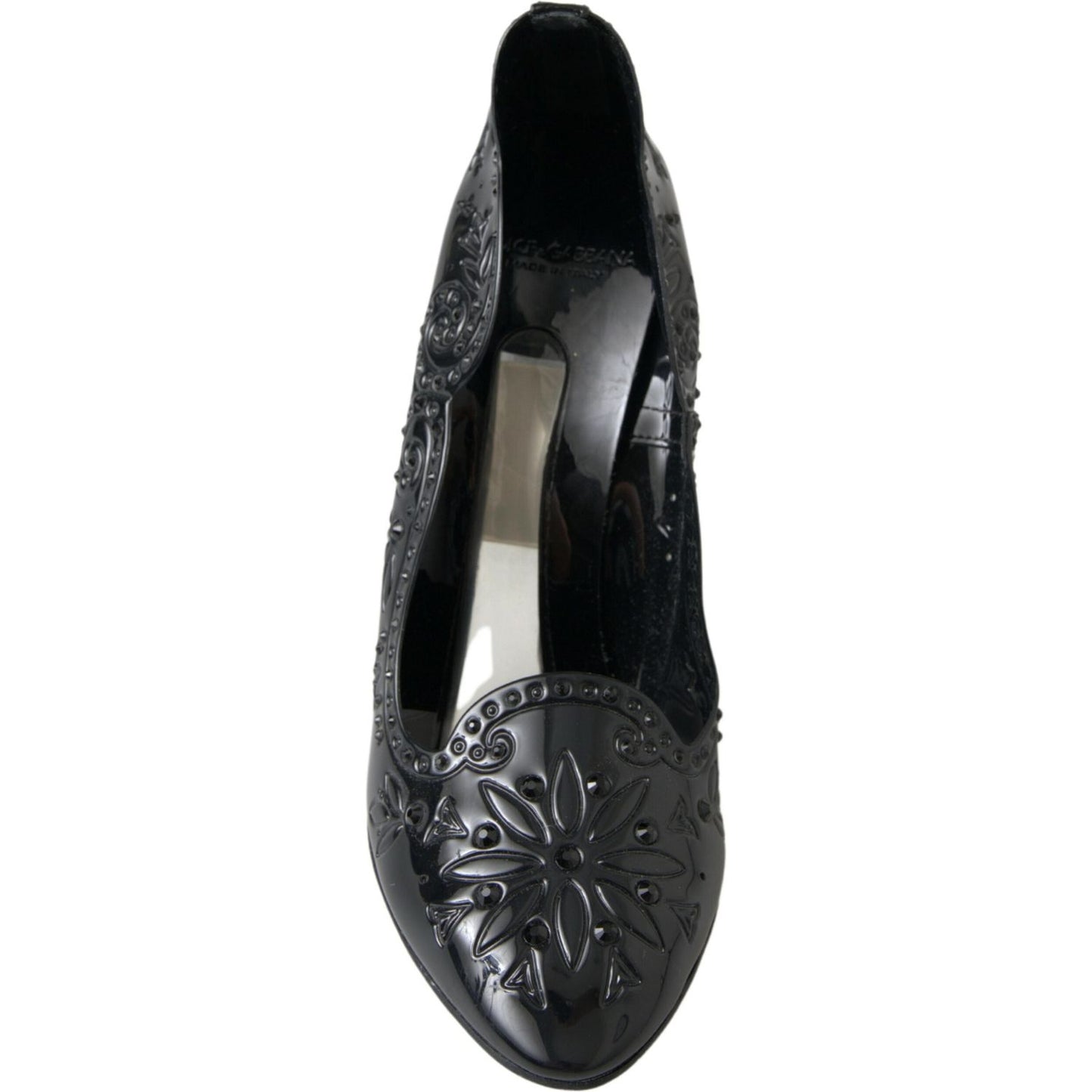Dolce & Gabbana Black CINDERELLA Floral Crystal Heels Shoes LA10232-39