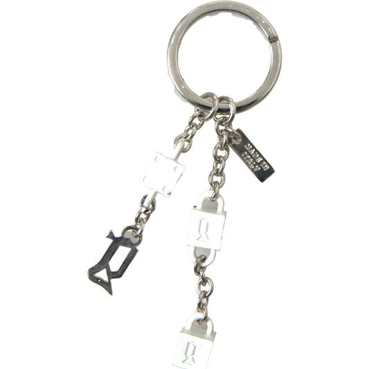 Dolce & Gabbana Silver Tone Metal DG Logo Engraved Keyring Keychain SMY101165