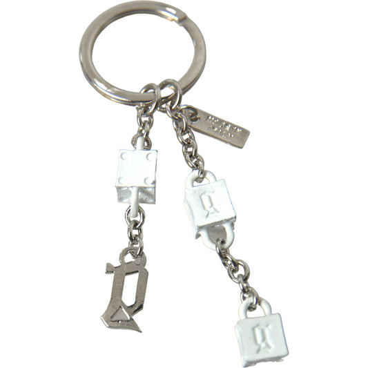 Dolce & Gabbana Silver Tone Metal DG Logo Engraved Keyring Keychain SMY101165