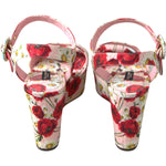 Dolce & Gabbana Multicolor floral print Wedges Floral Ankle Strap Sandals LA10215-35.5