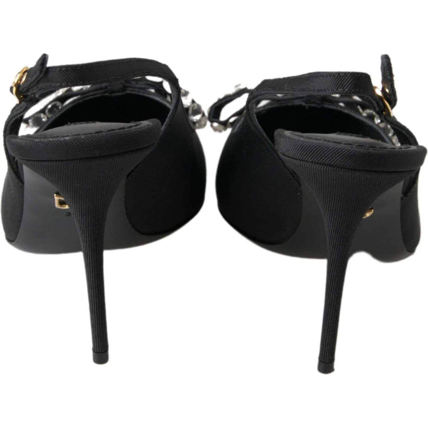Dolce & Gabbana Black Crystal Embellished Slingback Heel Shoes LA10245-39.5
