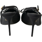 Dolce & Gabbana Black Crystal Embellished Slingback Heel Shoes LA10245-39.5