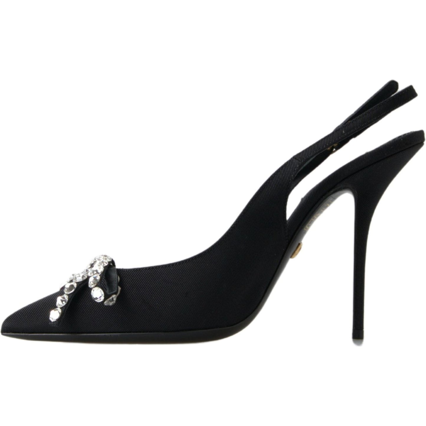 Dolce & Gabbana Black Crystal Embellished Slingback Heel Shoes LA10245-39.5
