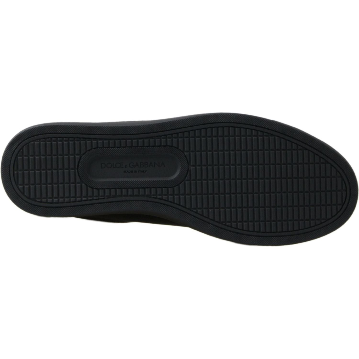 حذاء سنيكرز كلاسيكي من الجلد باللون الأسود والذهبي من دولتشي آند غابانا