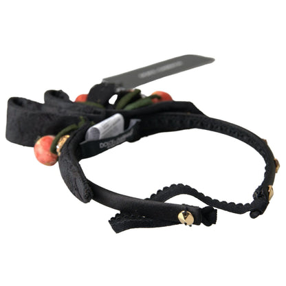Dolce & Gabbana Black with multicolor Fig Fruit Crystal Tiara Diadem Headband
