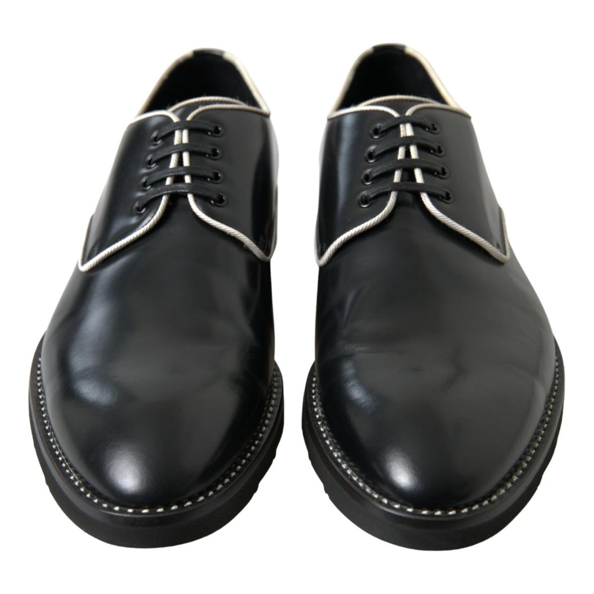 Dolce & Gabbana Black White Leather Formal Shoes