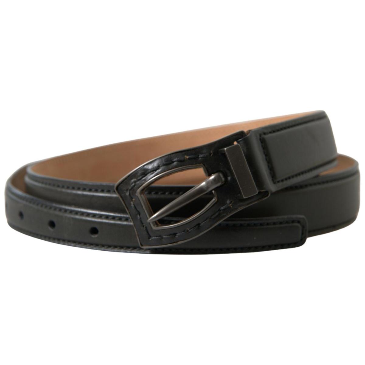 Ermanno Scervino Black Leather Metal Buckle Cintura Belt