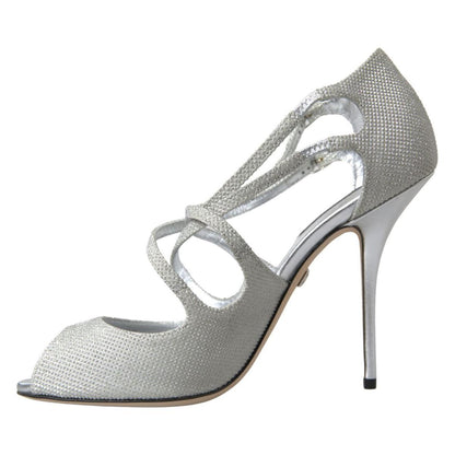 Dolce & Gabbana Silver Shimmers Sandals Heel Pumps Shoes