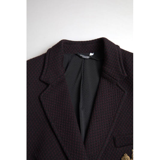Dolce & Gabbana Purple Logo Embroidery Double Breasted Blazer JKT3717-IT48