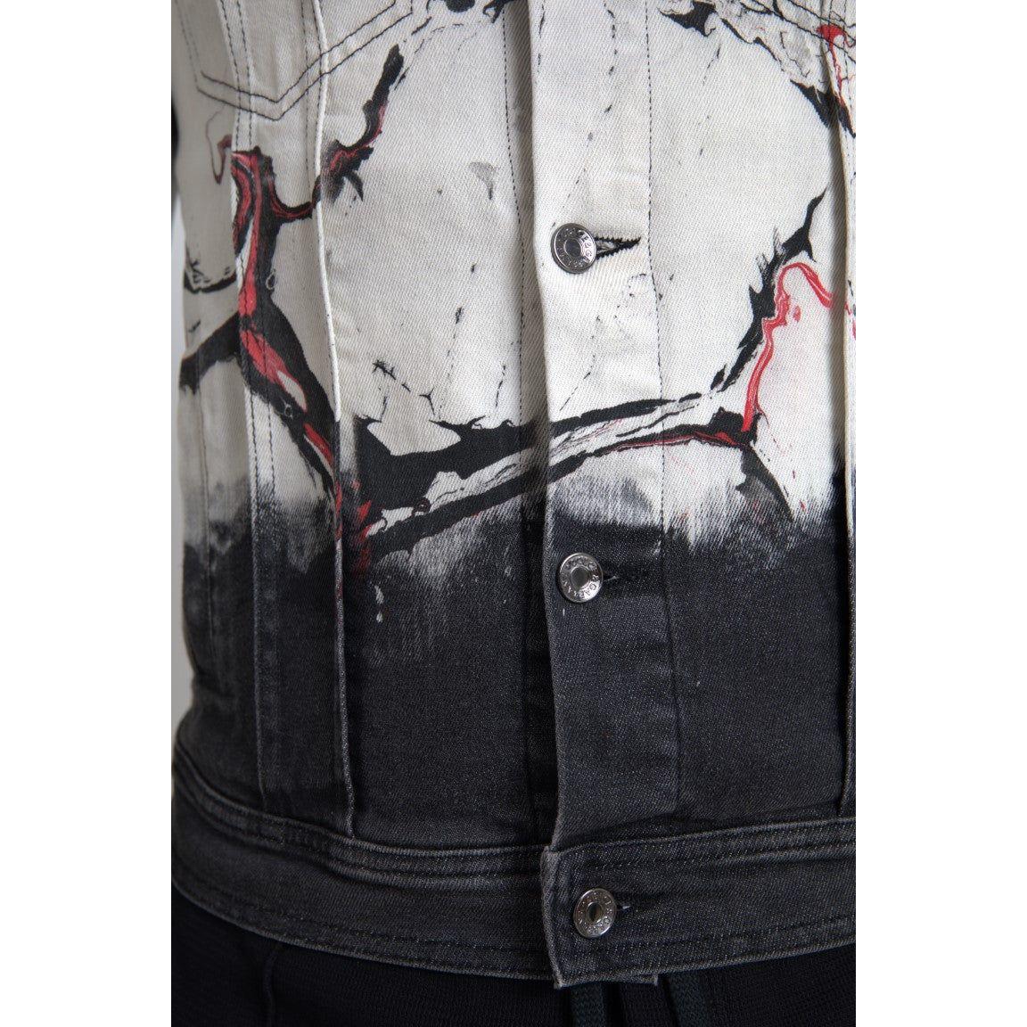 Dolce & Gabbana Multicolor Cotton Collared Denim Jacket JKT3651-IT48