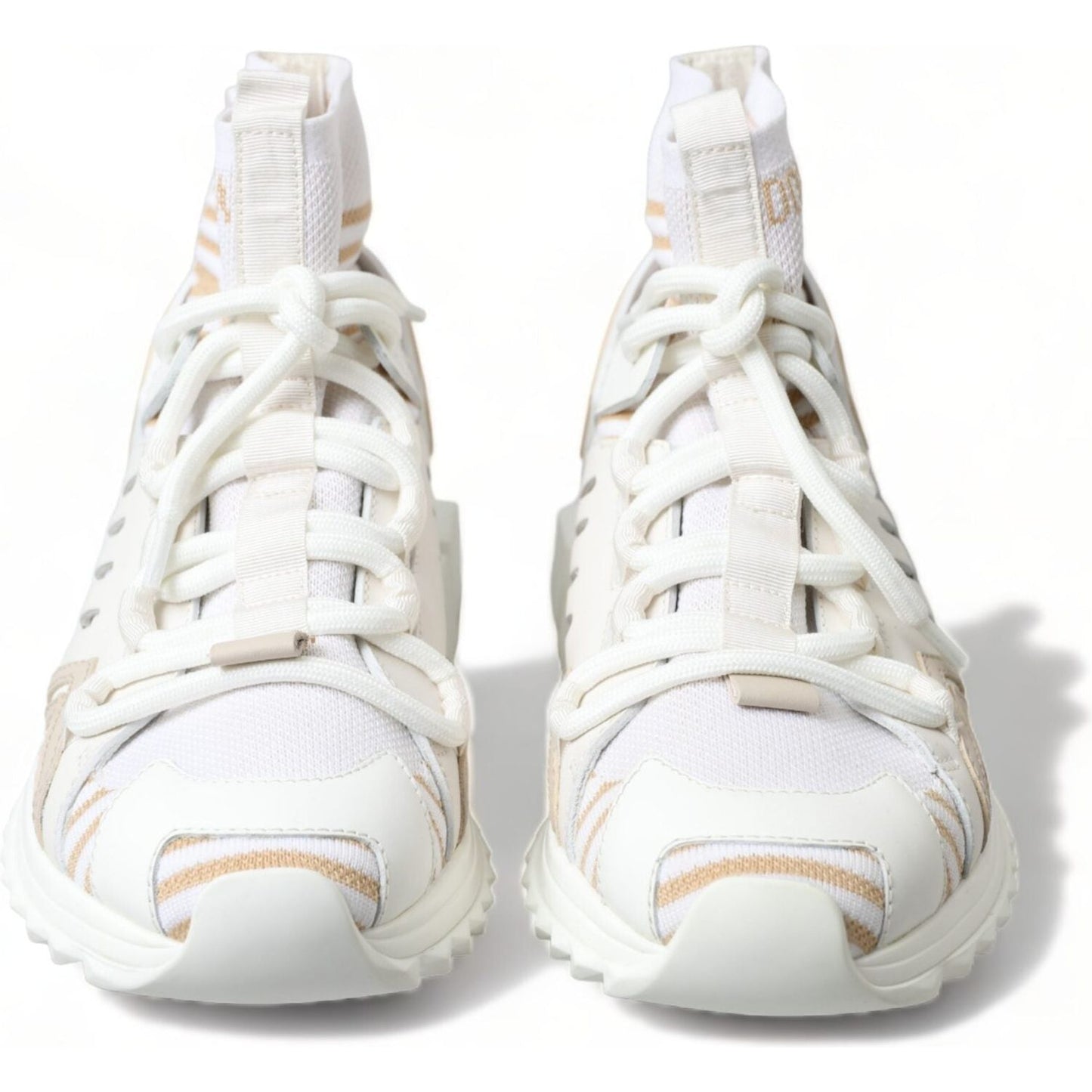 Dolce & Gabbana White Beige Sorrento Socks Sneakers Shoes