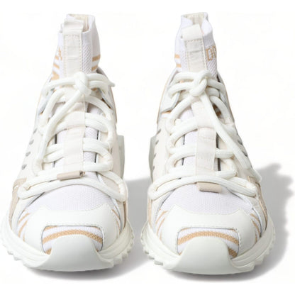 Dolce & Gabbana White Beige Sorrento Socks Sneakers Shoes