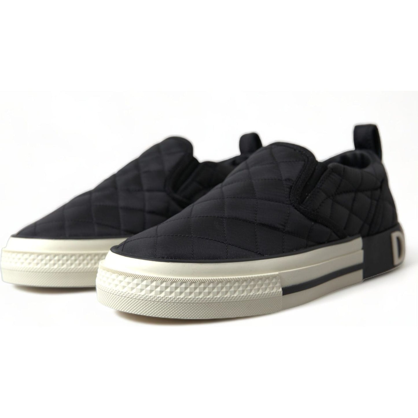 Dolce & Gabbana Black Quilted Slip On Low Top Sneakers Shoes