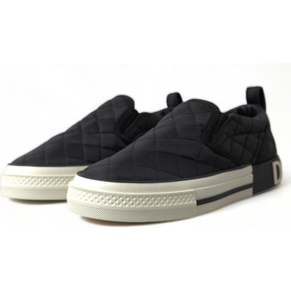 Dolce & Gabbana Black Quilted Slip On Low Top Sneakers Shoes