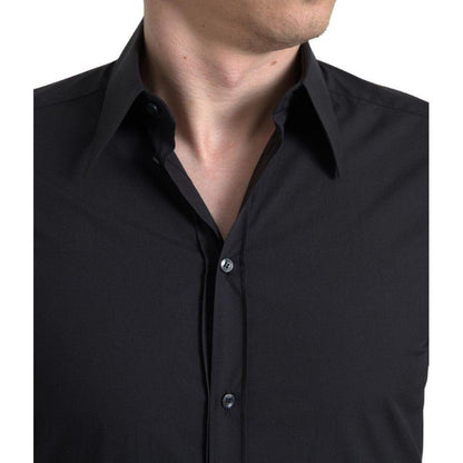 Dolce & Gabbana Black Cotton Men Long Sleeves MARTINI Shirt