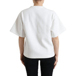 Dolce & Gabbana T-shirt White Cotton Stretch Black HOT Crystal TSH84216-36