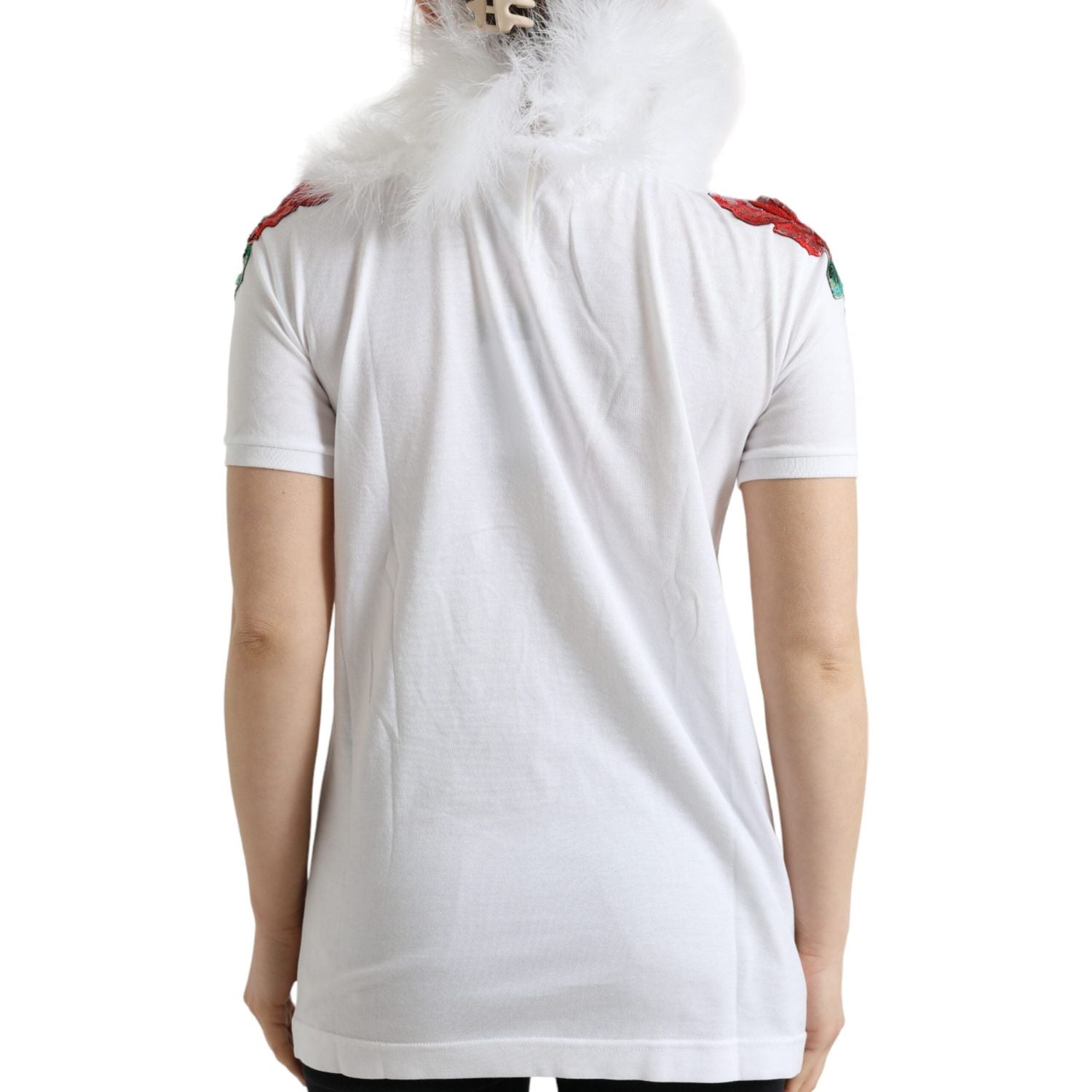 تي شيرت دولتشي آند غابانا الأنيق المصنوع من القطن والمزين بالترتر