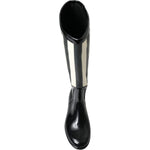 Dolce & Gabbana Black Rubber Knee High Flat Boots Shoes LA10479-35