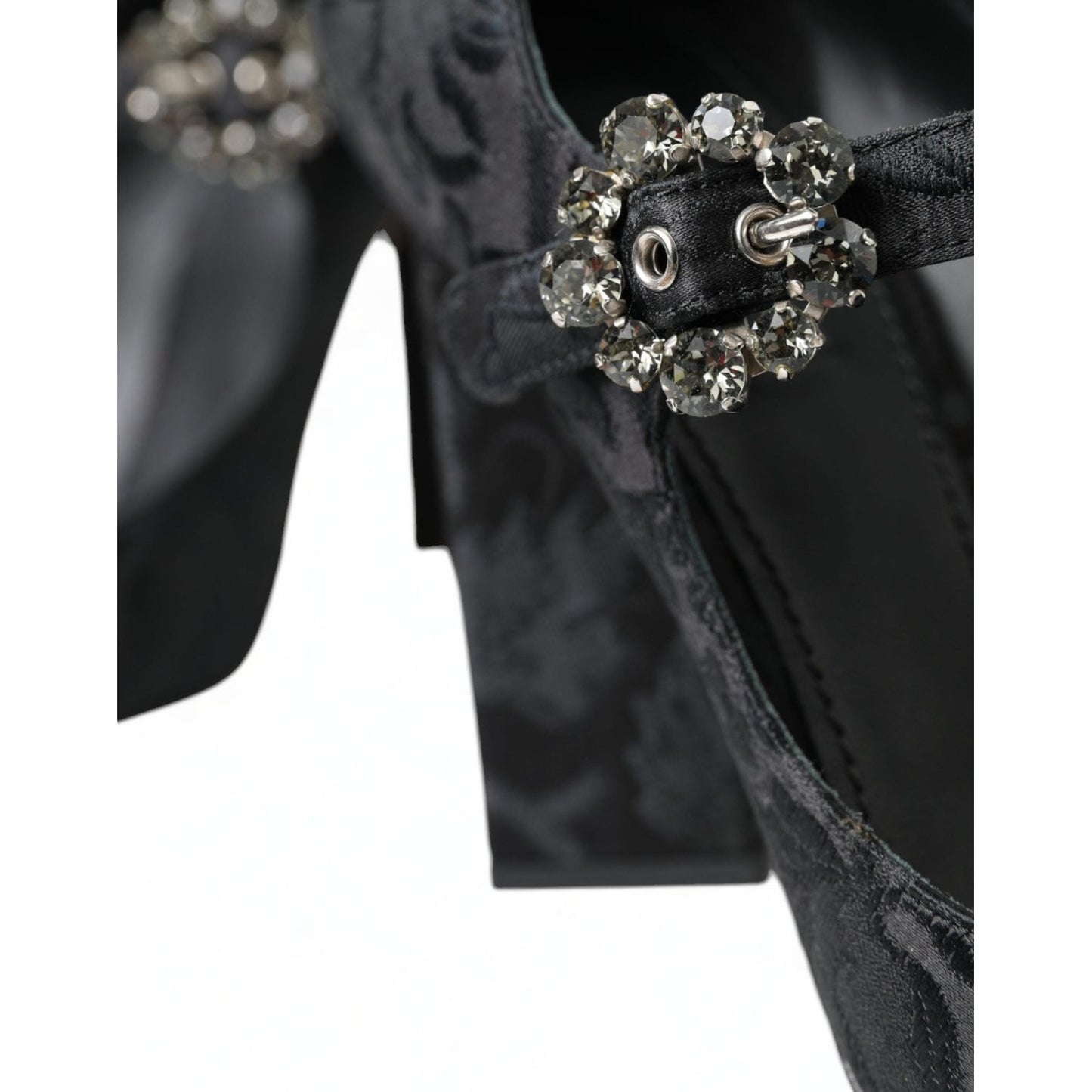 Dolce & Gabbana Black Brocade Mary Janes Heels Pumps Shoes