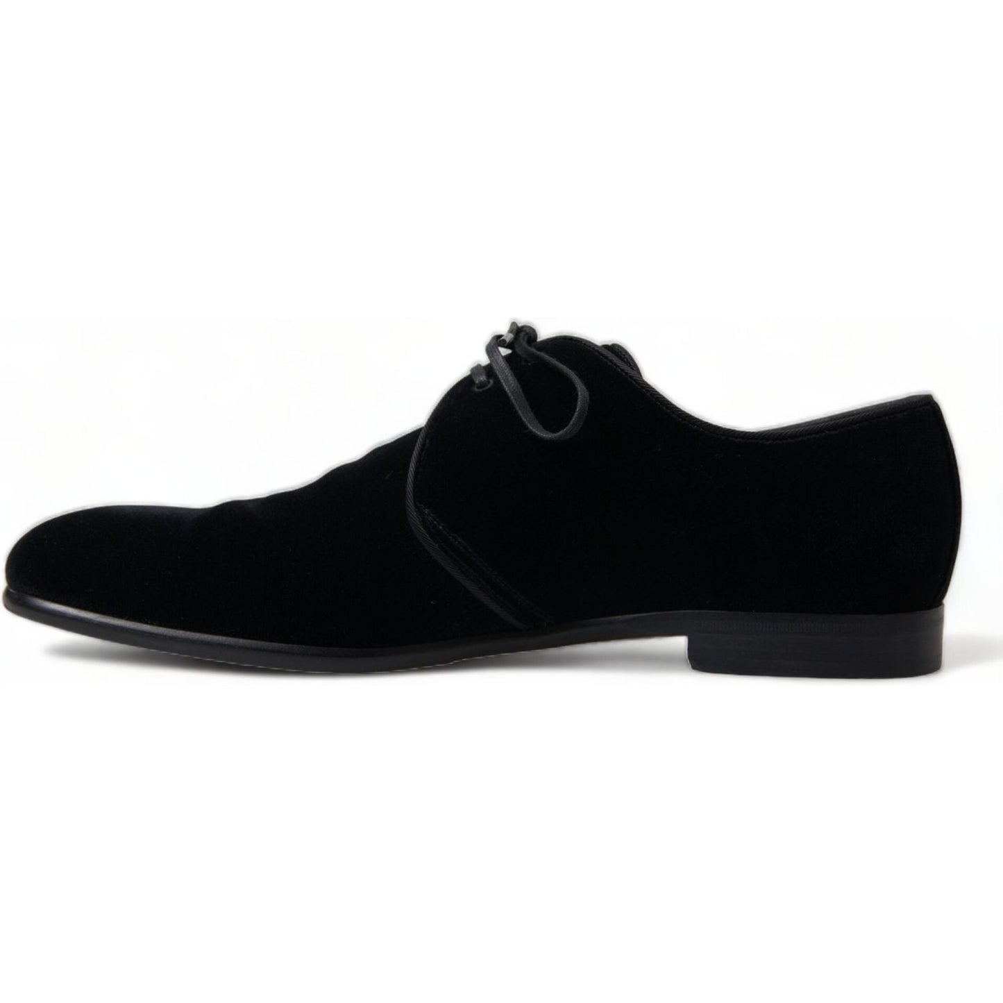 Dolce & Gabbana Black Velvet Lace Up Formal Derby Dress Shoes