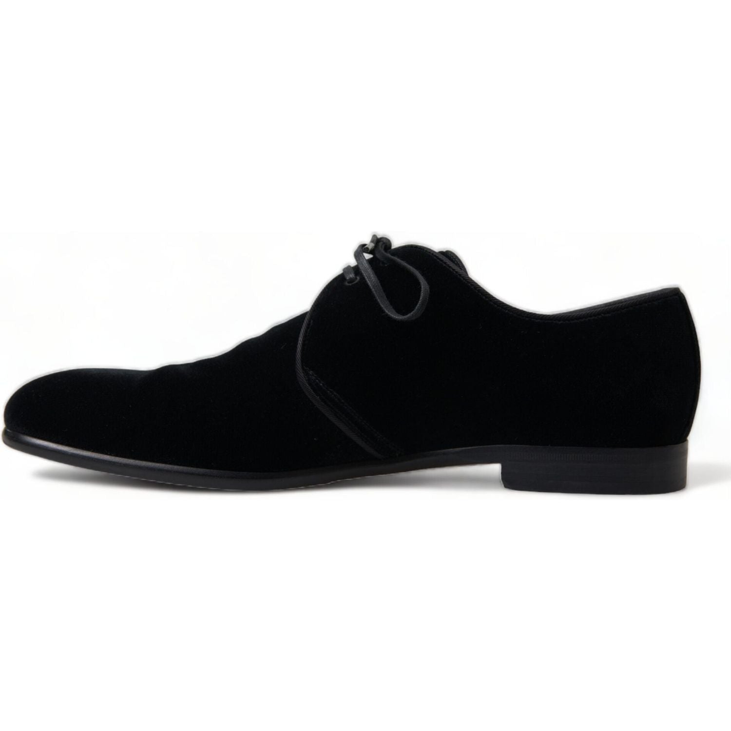 Dolce & Gabbana Black Velvet Lace Up Formal Derby Dress Shoes