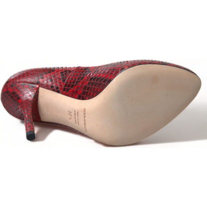 Dolce & Gabbana Red Ayers Leather Lace Socks Pumps Shoes