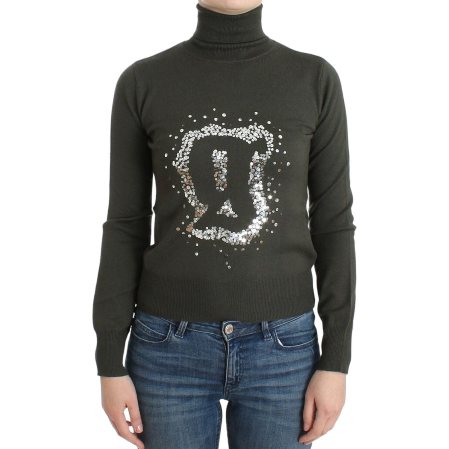 سترة جون جاليانو الأنيقة ذات الياقة المدورة من الصوف البكر باللون الأخضر