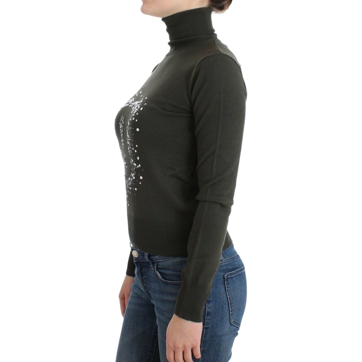 سترة جون جاليانو الأنيقة ذات الياقة المدورة من الصوف البكر باللون الأخضر