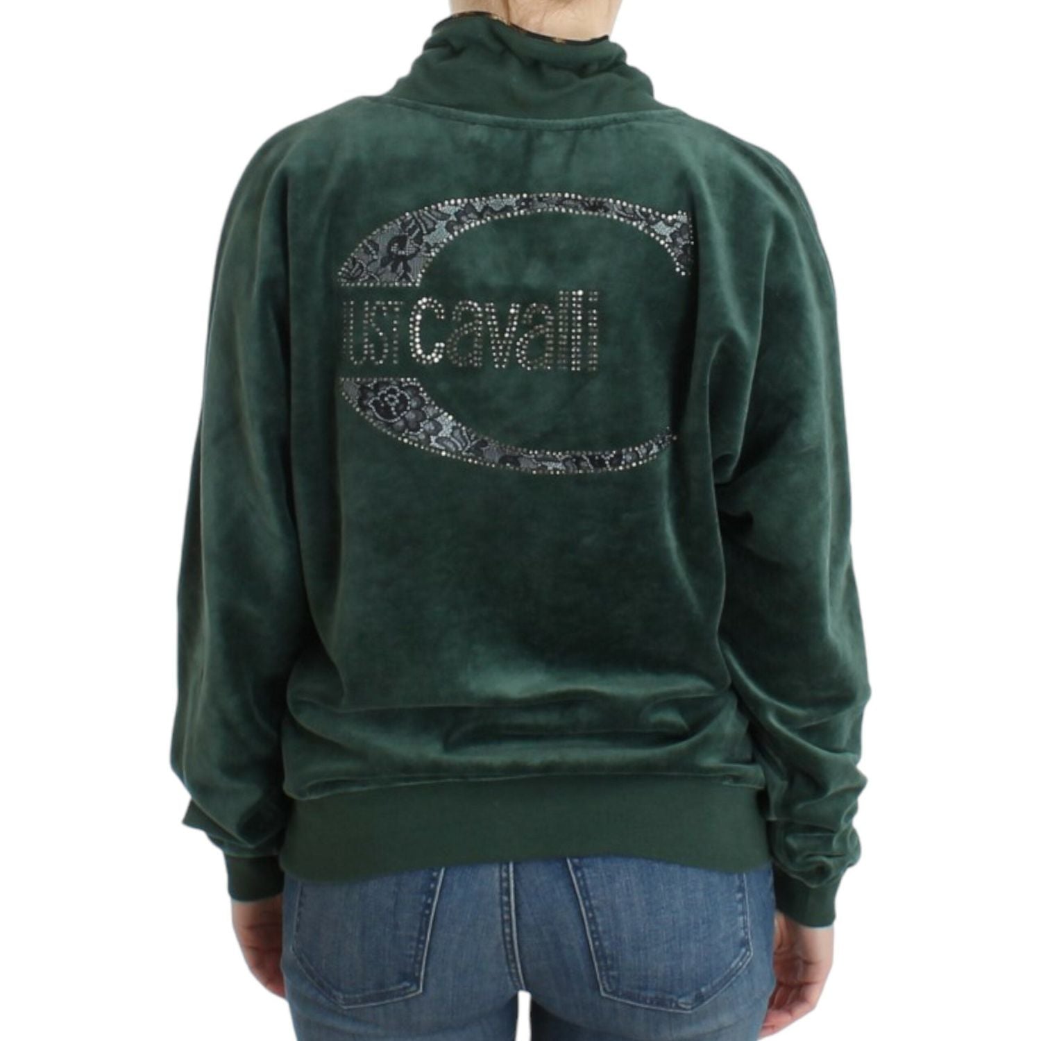 Cavalli Green velvet cotton sweater