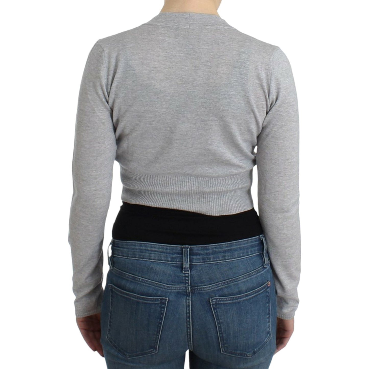 Cavalli Gray cropped wool cardigan