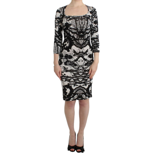 Cavalli Black Printed Sheath Dress SIG11996-4