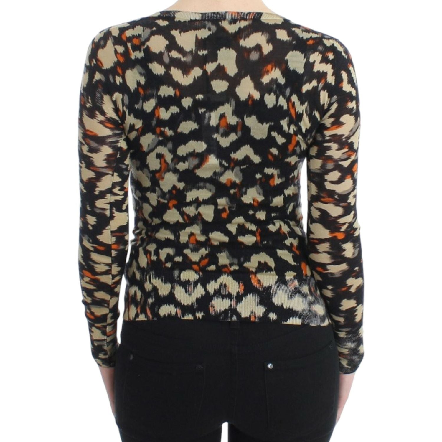 Cavalli Multicolor v-neck wool jumper