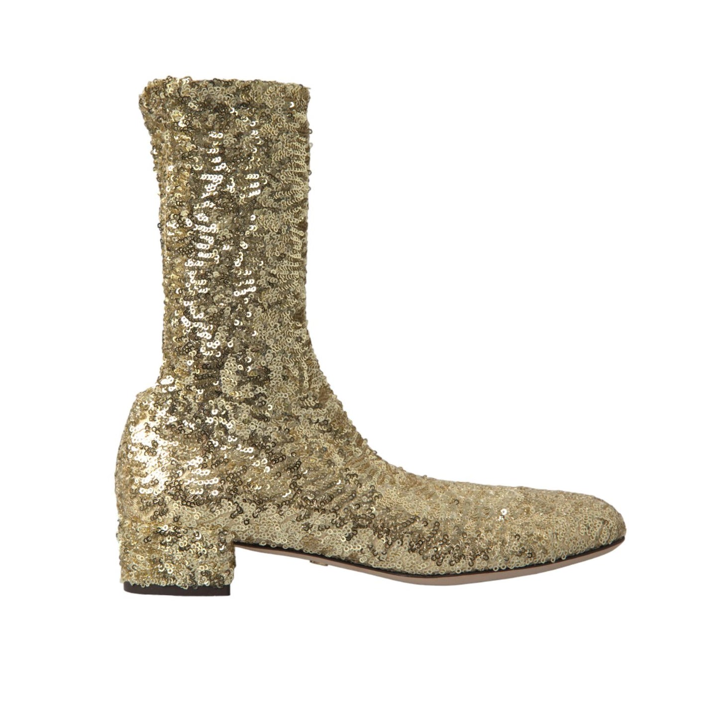 Dolce & Gabbana Gold Sequined Short Boots Stretch Shoes