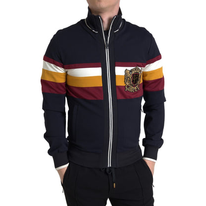 Dolce & Gabbana Blue Cardigan Heraldic Full Zip Sweater