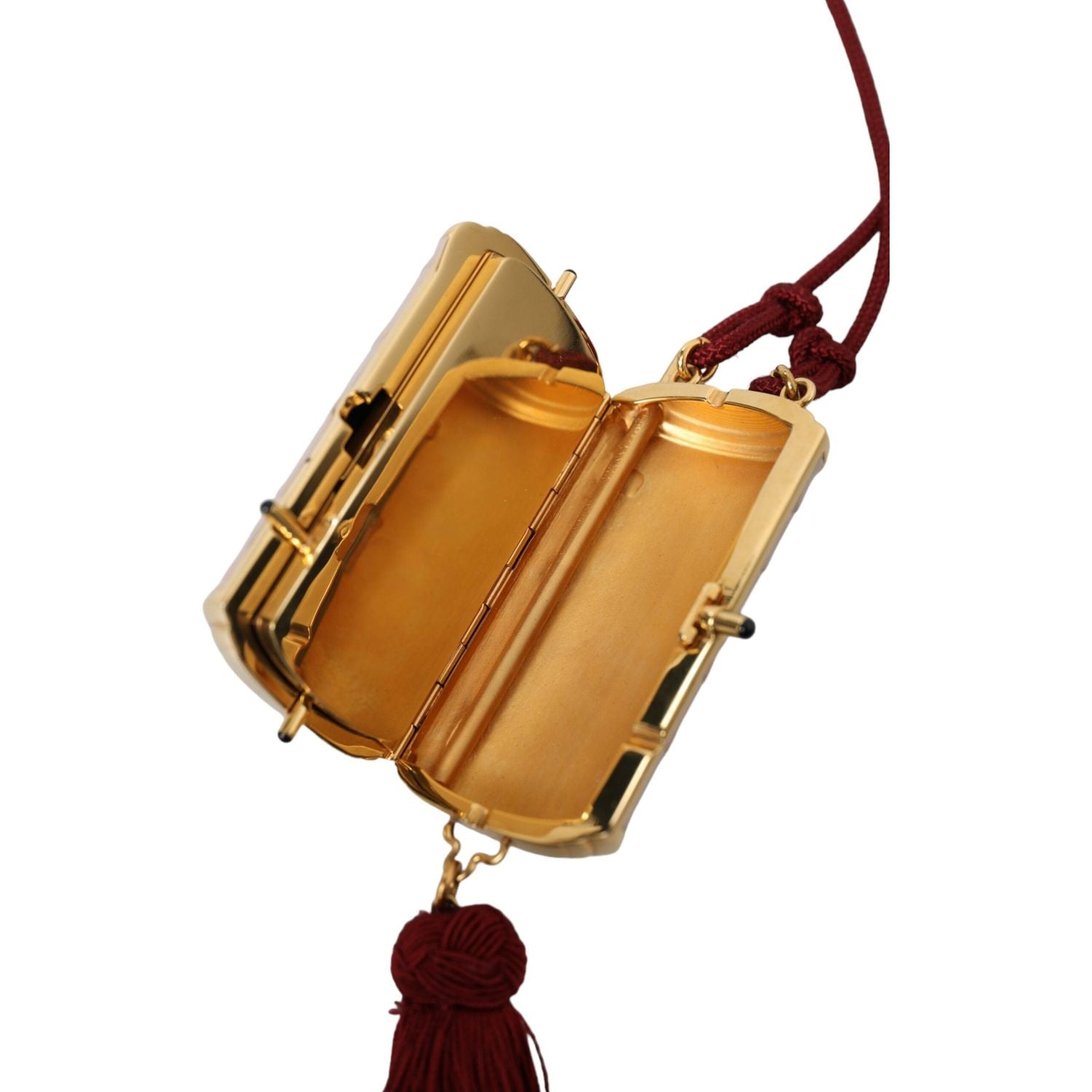 حقيبة دولتشي آند غابانا الصغيرة ذات المرآة المصنوعة من الجلد الوردي الغريب مع شرابة