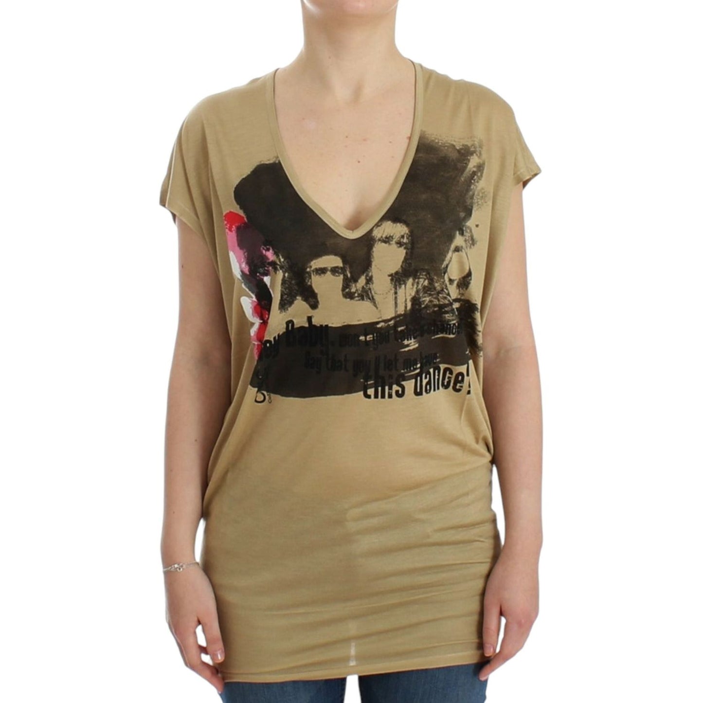 Costume National Beige motive print t-shirt