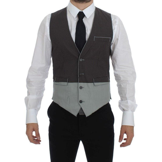 Dolce & Gabbana Gray Polka Dot Dress Vest Gilet Weste GSS15107-1