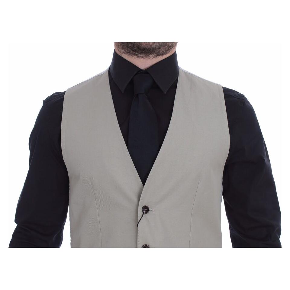 Dolce & Gabbana Beige Silk Blend Dress Formal Vest Gilet