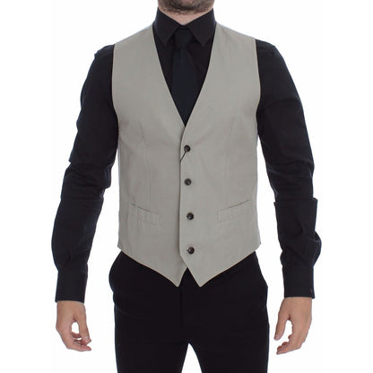 Dolce & Gabbana Beige Silk Blend Dress Formal Vest Gilet